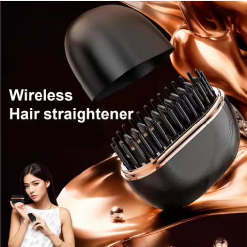 Clevro Cordless Hair Straightener Brush - Wireless Rechargeable Hot Comb